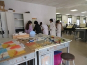 Thumbnail image of "Last day printing, and students working on their drypoints,University of Seville, Spain"