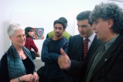 Thumbnail image of "Explaining her works to the Dean of the Faculty of Fine Art, Minia University, Egypt"