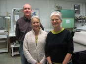 Thumbnail image of "Scott and Barbara Hudson visit the studio to see the printing process"