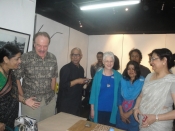 Thumbnail image of "US Ambassodor Dan Mozena views the activities of the workshop, sponsored by the Fulbright grant, at Athena Gallery, Dhaka, Bangladesh, May"