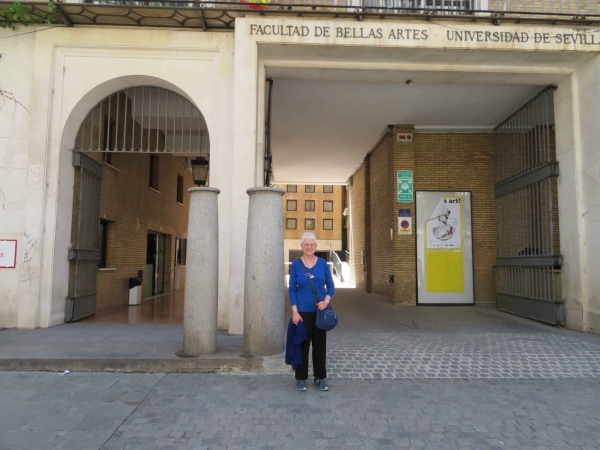 "Karen at the Faculty of Belle Artes, Univerisity of Seville, Spain"