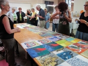 Thumbnail image of "The finished prints created at Piramidal Grafica, by the Boston Printmakers group, Guanajuato, Mexico"